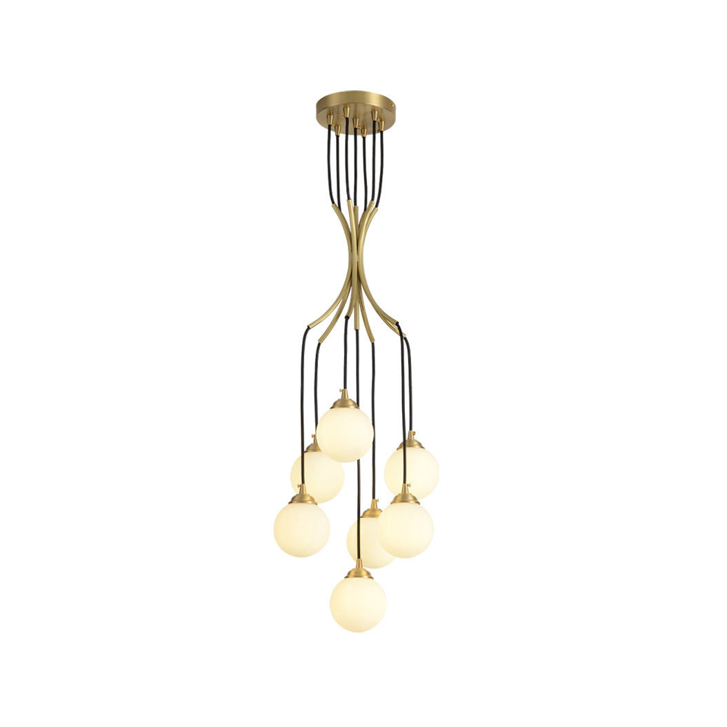 Alliyana Ball Drop Chandelier – Modern Brass & Spherical Glass Drop Statement Chandelier