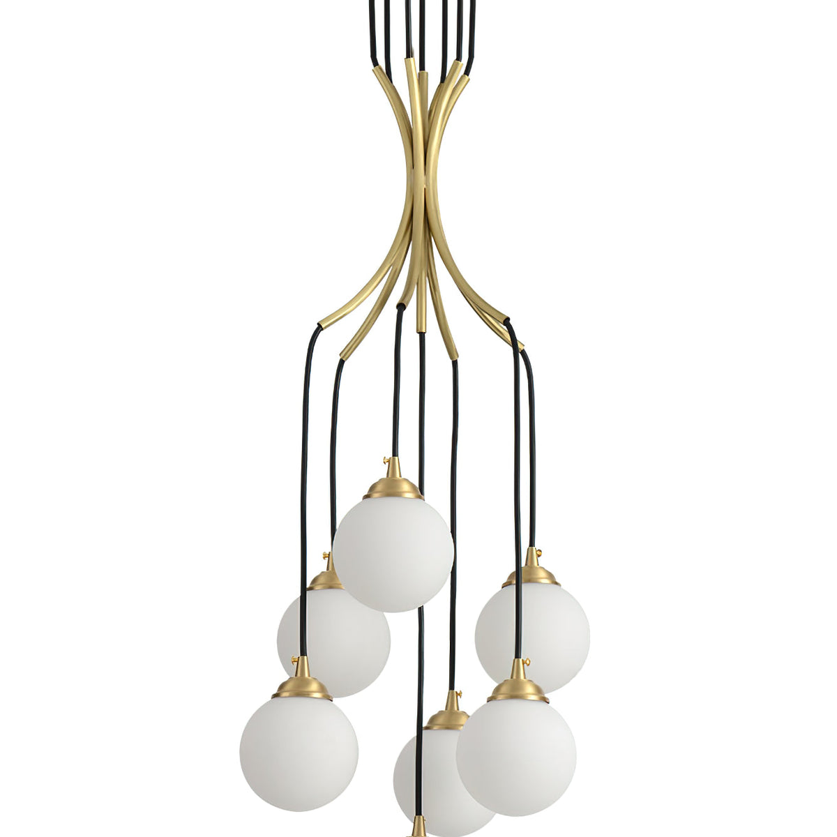 Alliyana Ball Drop Chandelier – Modern Brass & Spherical Glass Drop Statement Chandelier