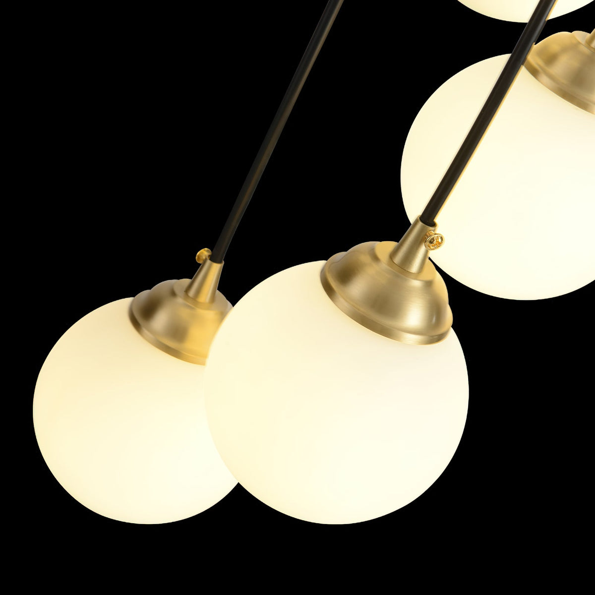 Alliyana Ball Drop Chandelier – Modern Brass & Spherical Glass Drop Statement Chandelier