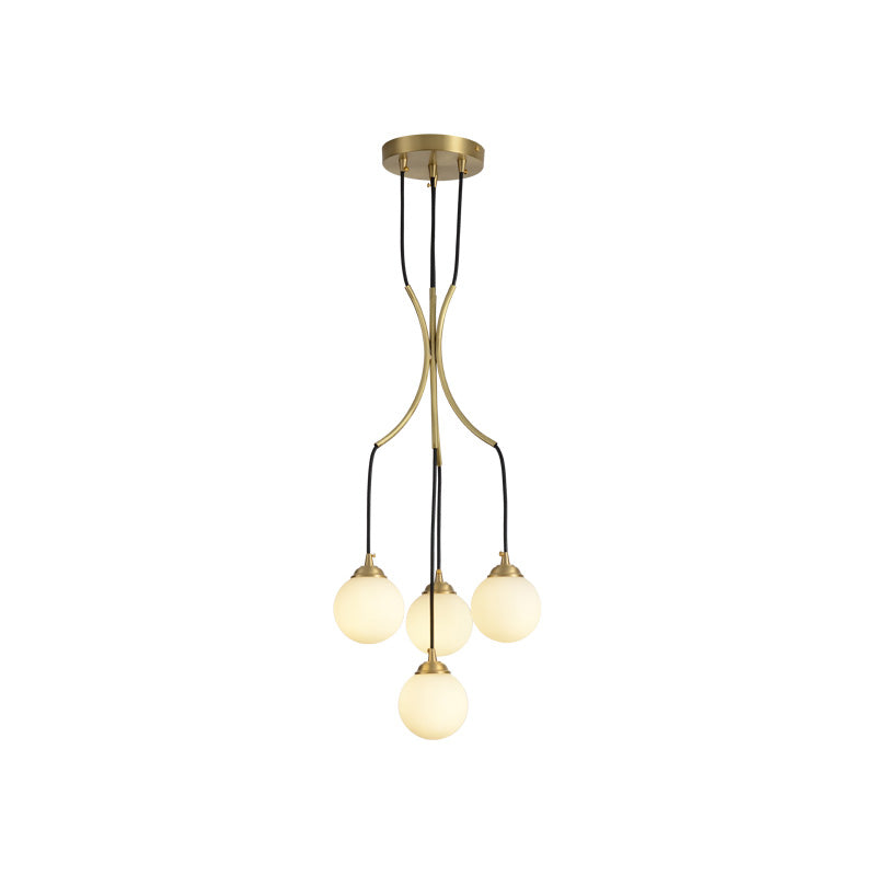 Alliyana Ball Drop Chandelier – Modern Brass & Spherical Glass Drop Statement Chandelier