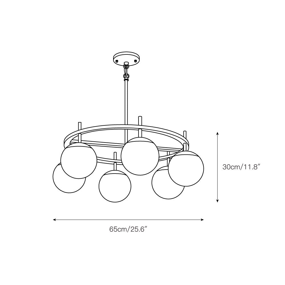 Alluria Chandelier – Stacked Circular Brass & Etched White Glass Mid-Century Modern Chandelier