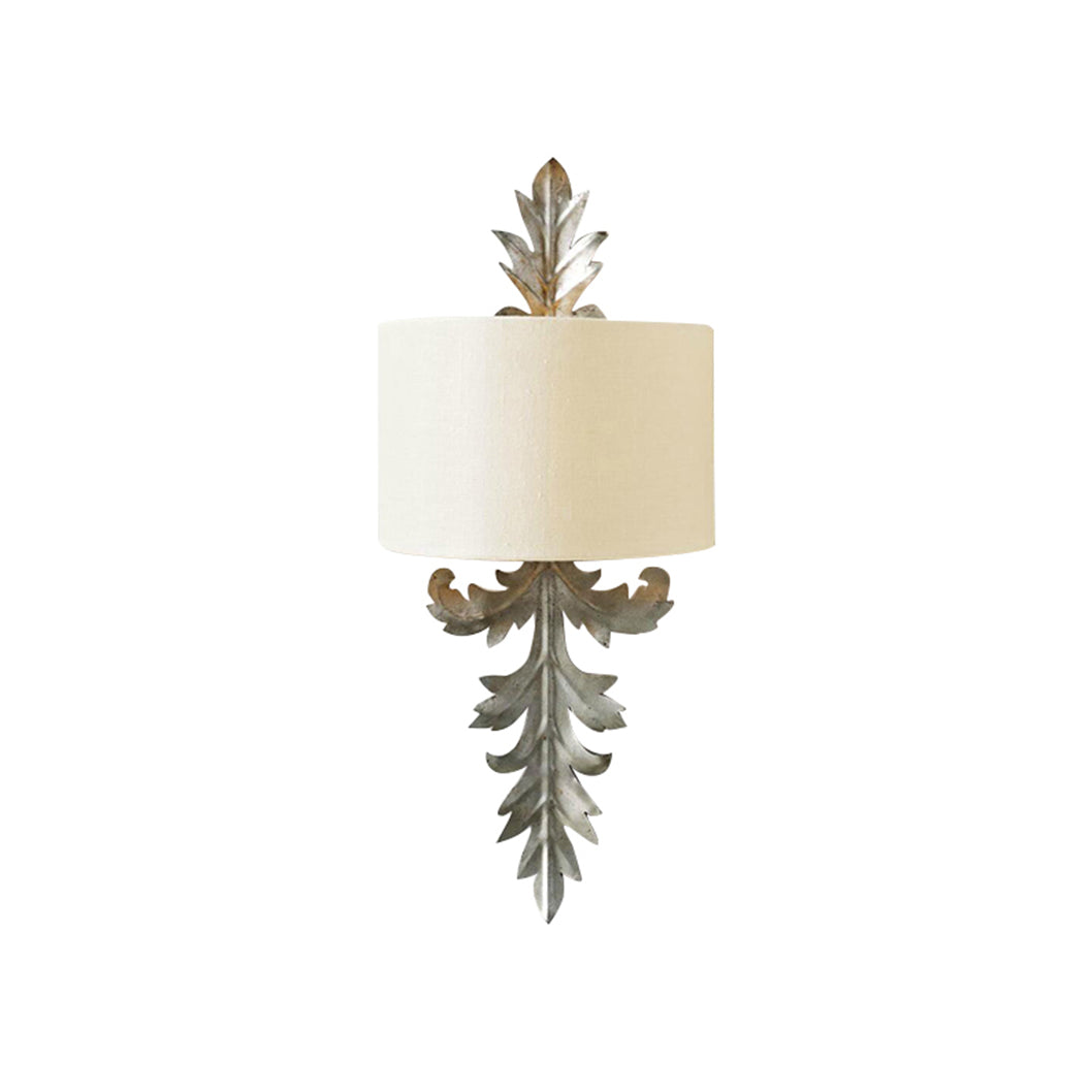 Almont Leaves Wall Lamp – Tailored Metallic Leaf & Fabric Shade Wall Sconce