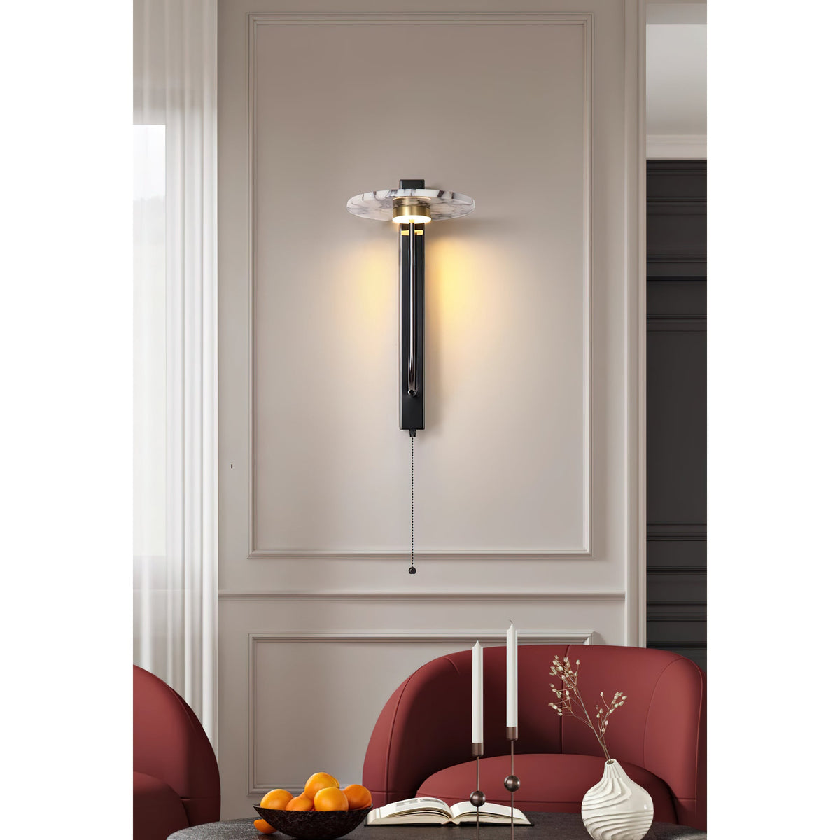 Aloa Marble Wall Lamp – Bulgari Marble & Sleek Metal Modern Wall Sconce