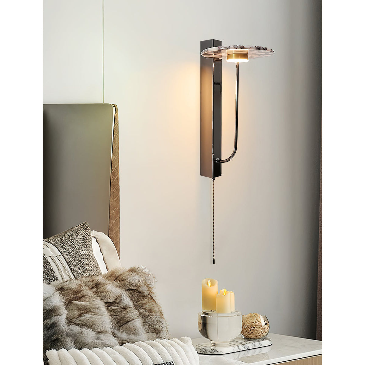Aloa Marble Wall Lamp – Bulgari Marble & Sleek Metal Modern Wall Sconce