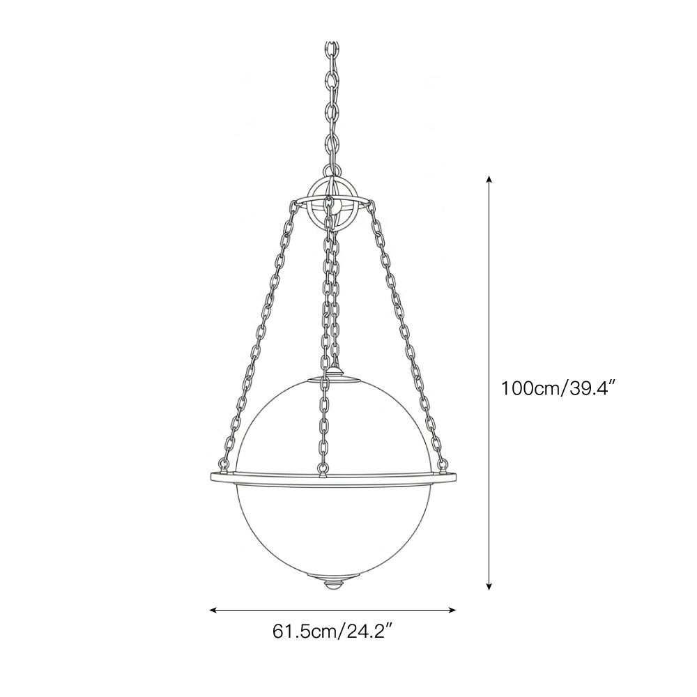 Alora Pendant Lamp – White Glass Globe & Brass Modern Sculptural Chandelier
