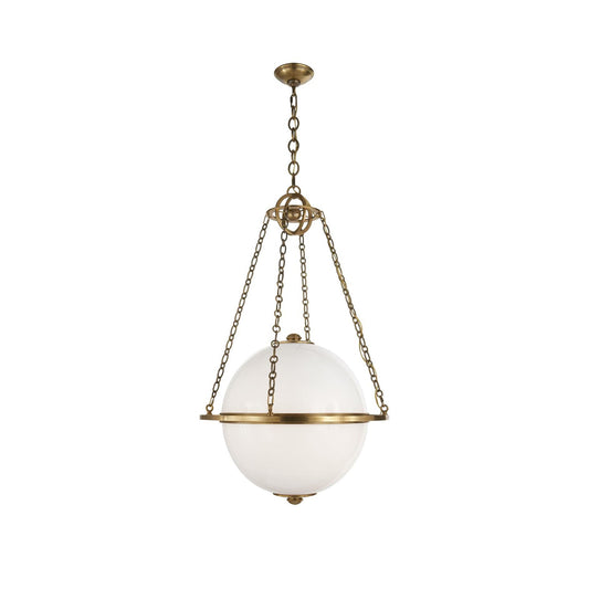 Alora Pendant Lamp – White Glass Globe & Brass Modern Sculptural Chandelier