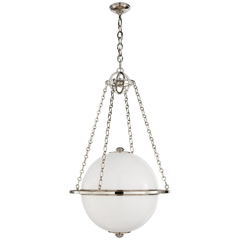 Alora Pendant Lamp – White Glass Globe & Brass Modern Sculptural Chandelier
