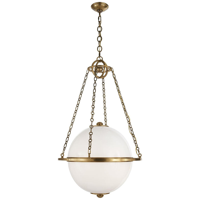 Alora Pendant Lamp – White Glass Globe & Brass Modern Sculptural Chandelier