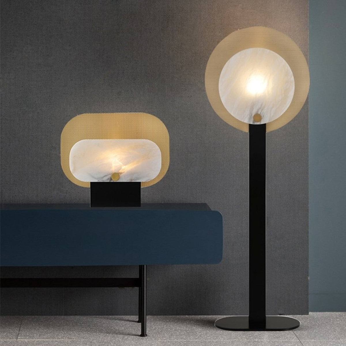 Altai Floor Lamp – Alabaster Shade & Sleek Metal Modern Floor Light