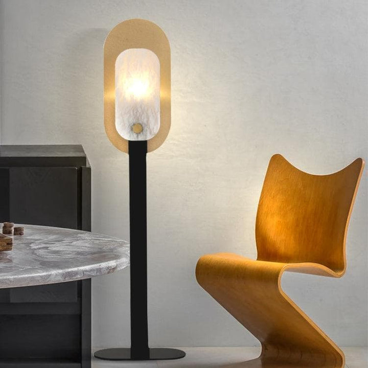 Altai Floor Lamp – Alabaster Shade & Sleek Metal Modern Floor Light