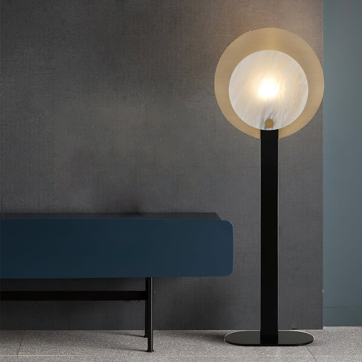 Altai Floor Lamp – Alabaster Shade & Sleek Metal Modern Floor Light