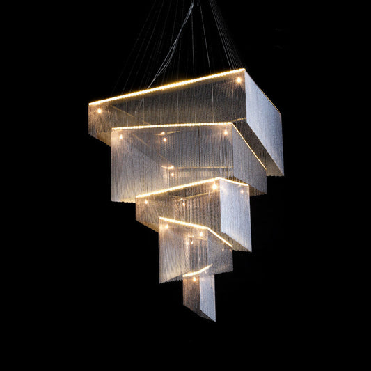 Aluminum Chain Tassel Chandelier – Cascading Metallic Waterfall Luxury Chandelier