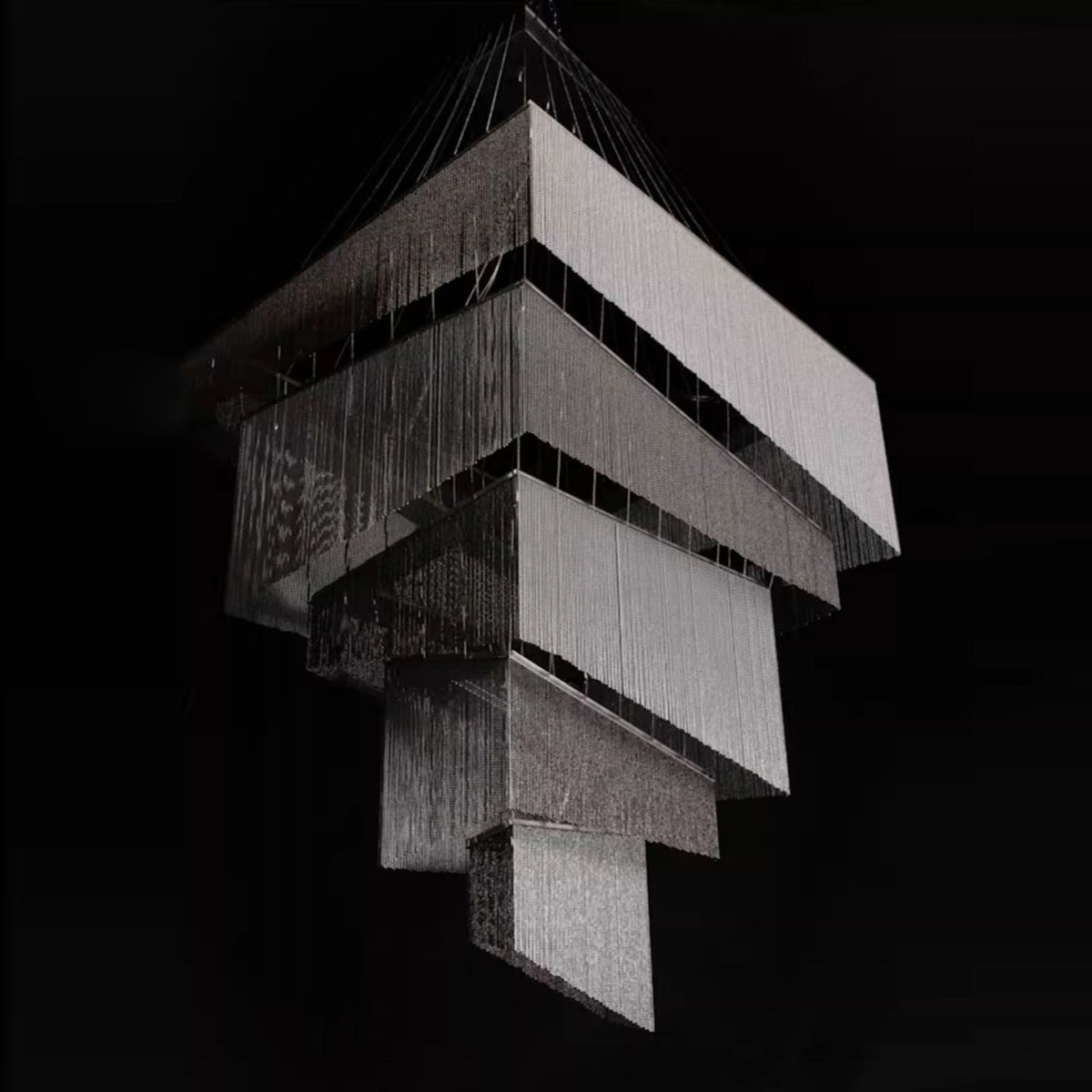 Aluminum Chain Tassel Chandelier – Cascading Metallic Waterfall Luxury Chandelier