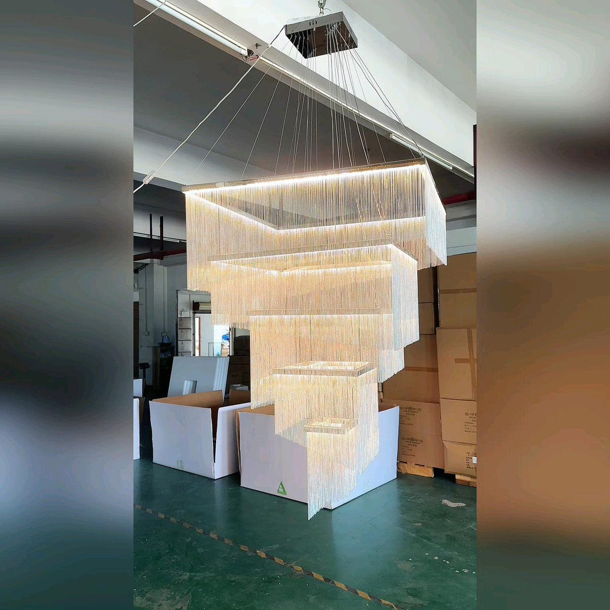 Aluminum Chain Tassel Chandelier – Cascading Metallic Waterfall Luxury Chandelier