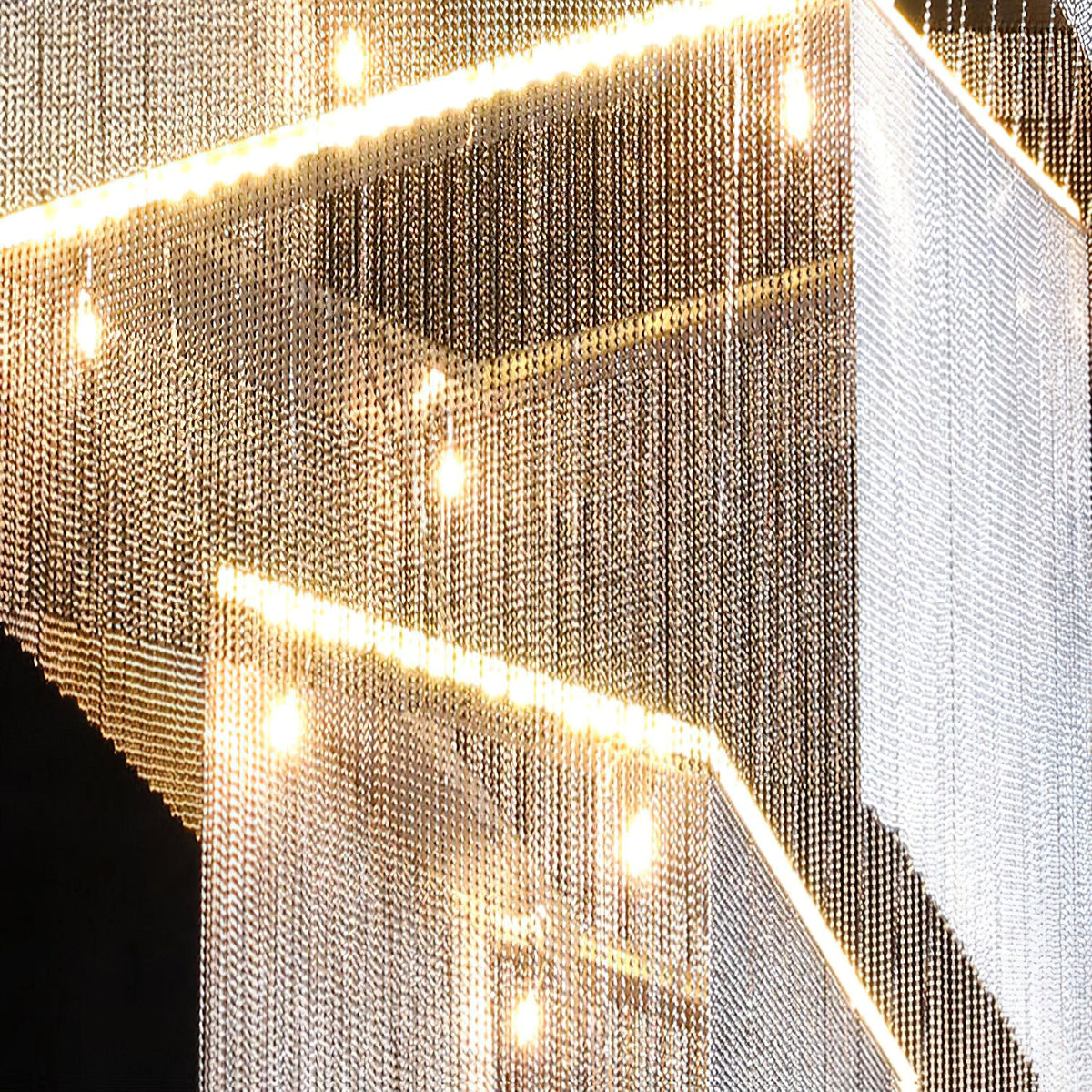 Aluminum Chain Tassel Chandelier – Cascading Metallic Waterfall Luxury Chandelier