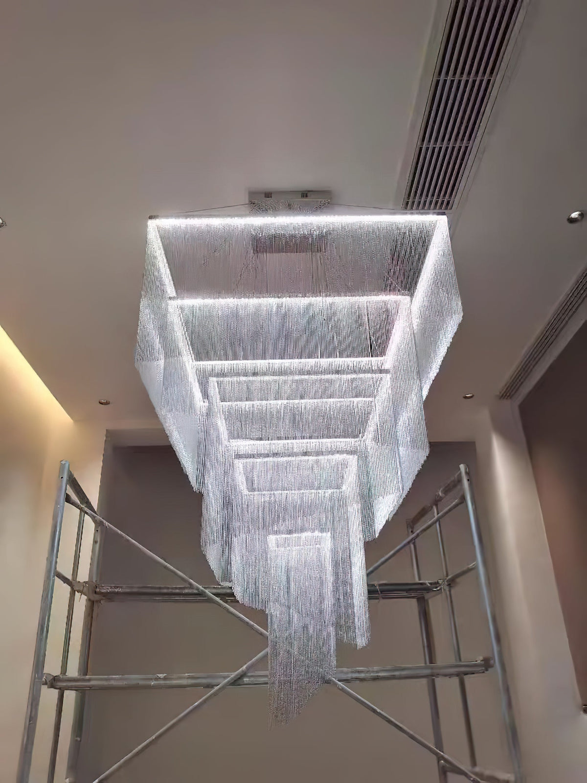 Aluminum Chain Tassel Chandelier – Cascading Metallic Waterfall Luxury Chandelier