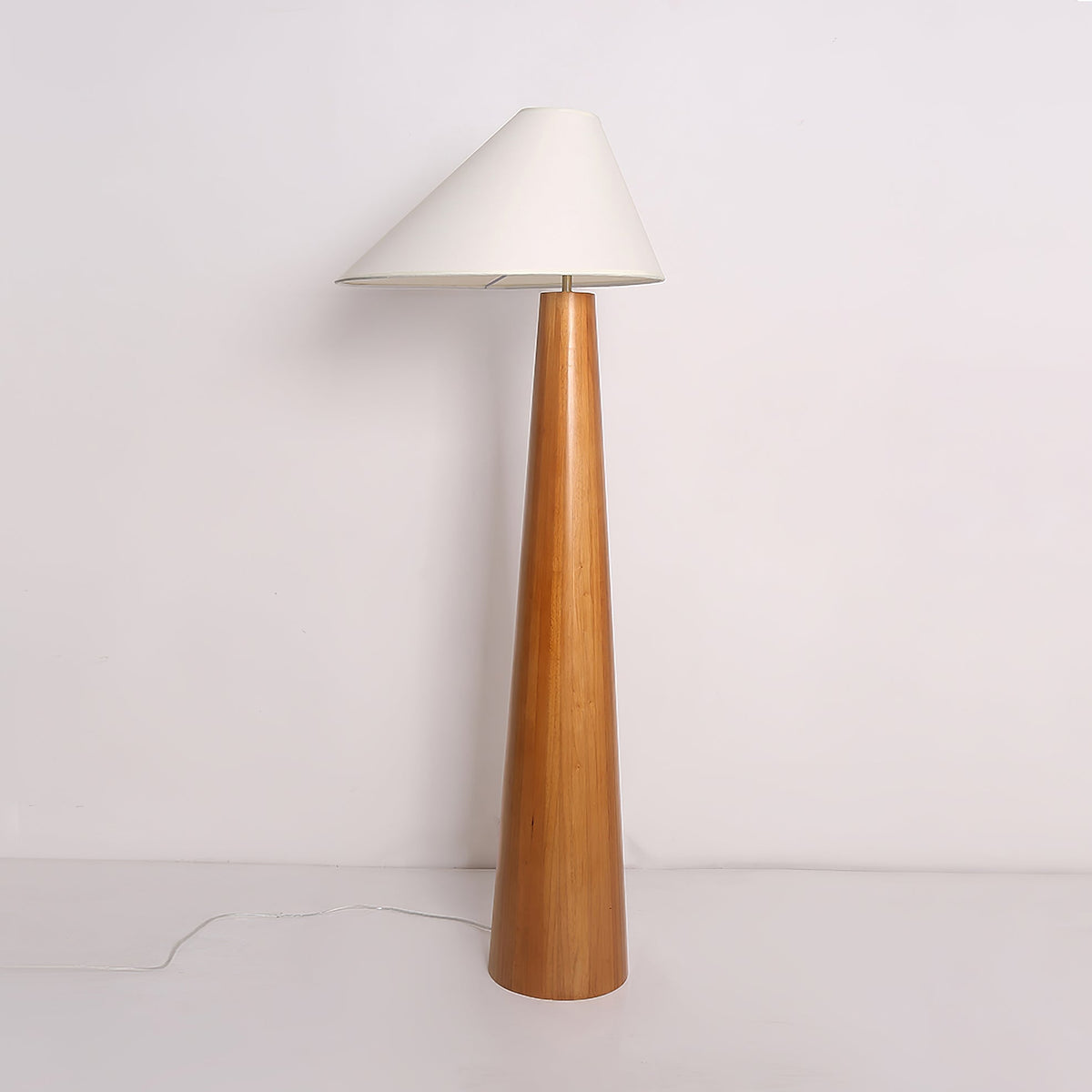 Alvin Floor Lamp – Solid Wood Base & Asymmetrical Linen Shade Modern Floor Light