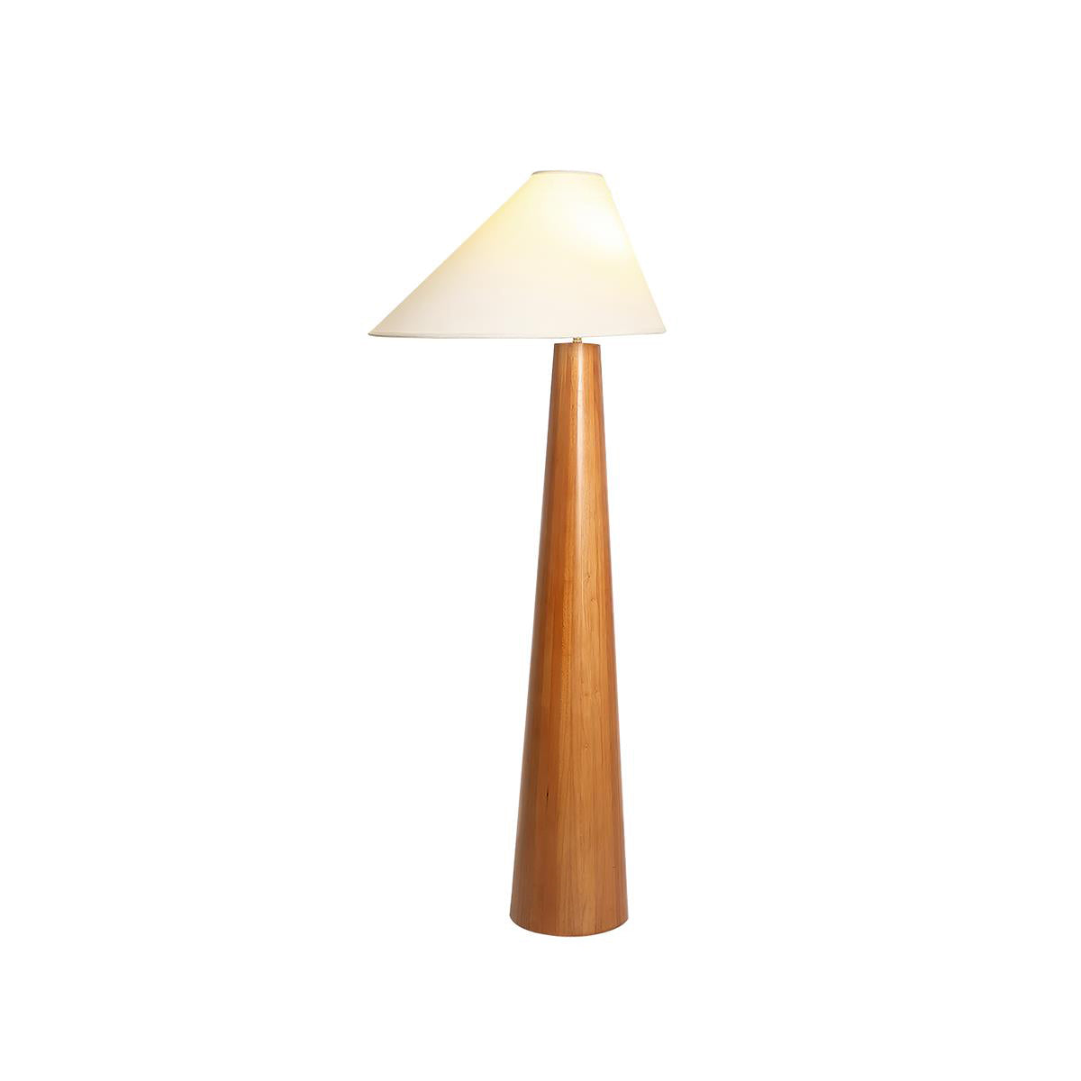 Alvin Floor Lamp – Solid Wood Base & Asymmetrical Linen Shade Modern Floor Light