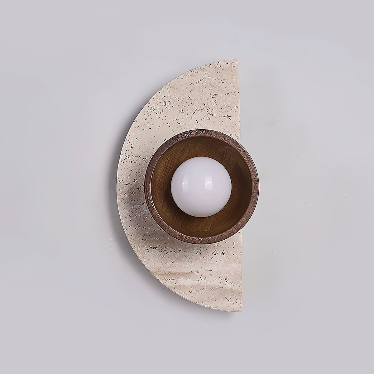 Ambiance Wall Lamp – Travertine Stone, Wood & Glass Nordic Wall Sconce