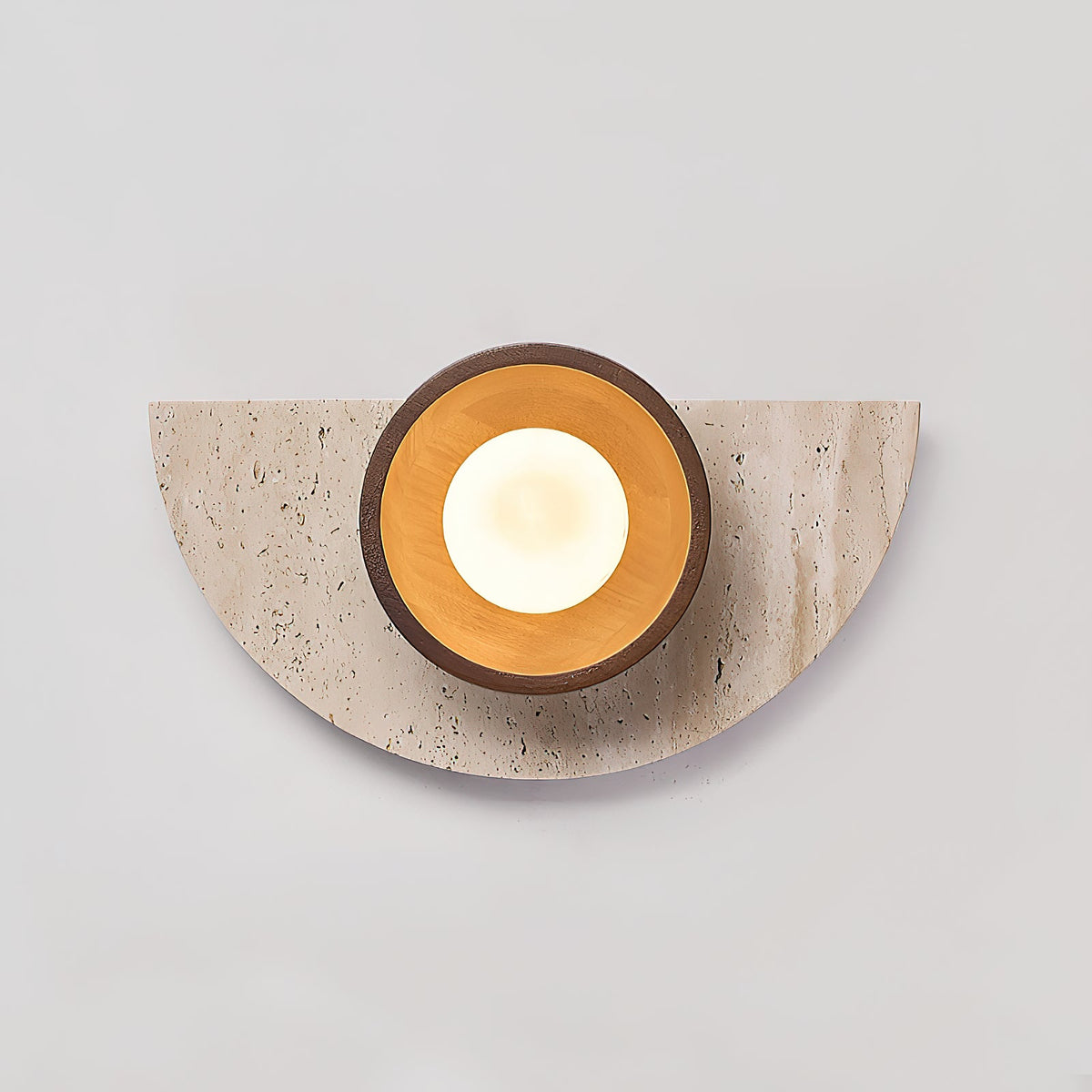 Ambiance Wall Lamp – Travertine Stone, Wood & Glass Nordic Wall Sconce
