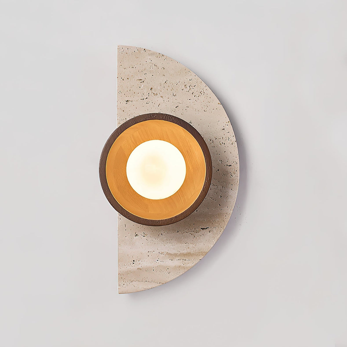 Ambiance Wall Lamp – Travertine Stone, Wood & Glass Nordic Wall Sconce