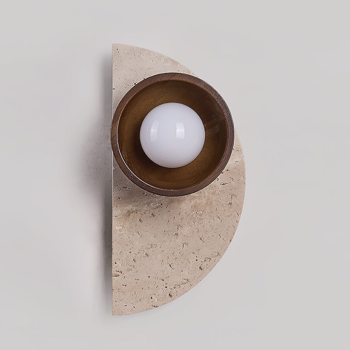 Ambiance Wall Lamp – Travertine Stone, Wood & Glass Nordic Wall Sconce