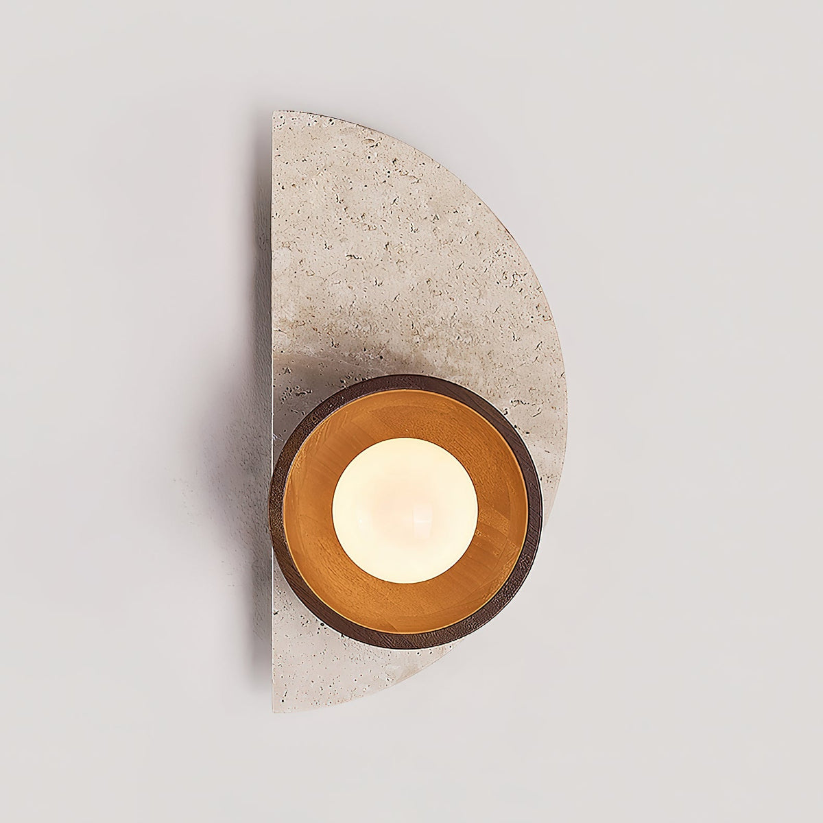 Ambiance Wall Lamp – Travertine Stone, Wood & Glass Nordic Wall Sconce