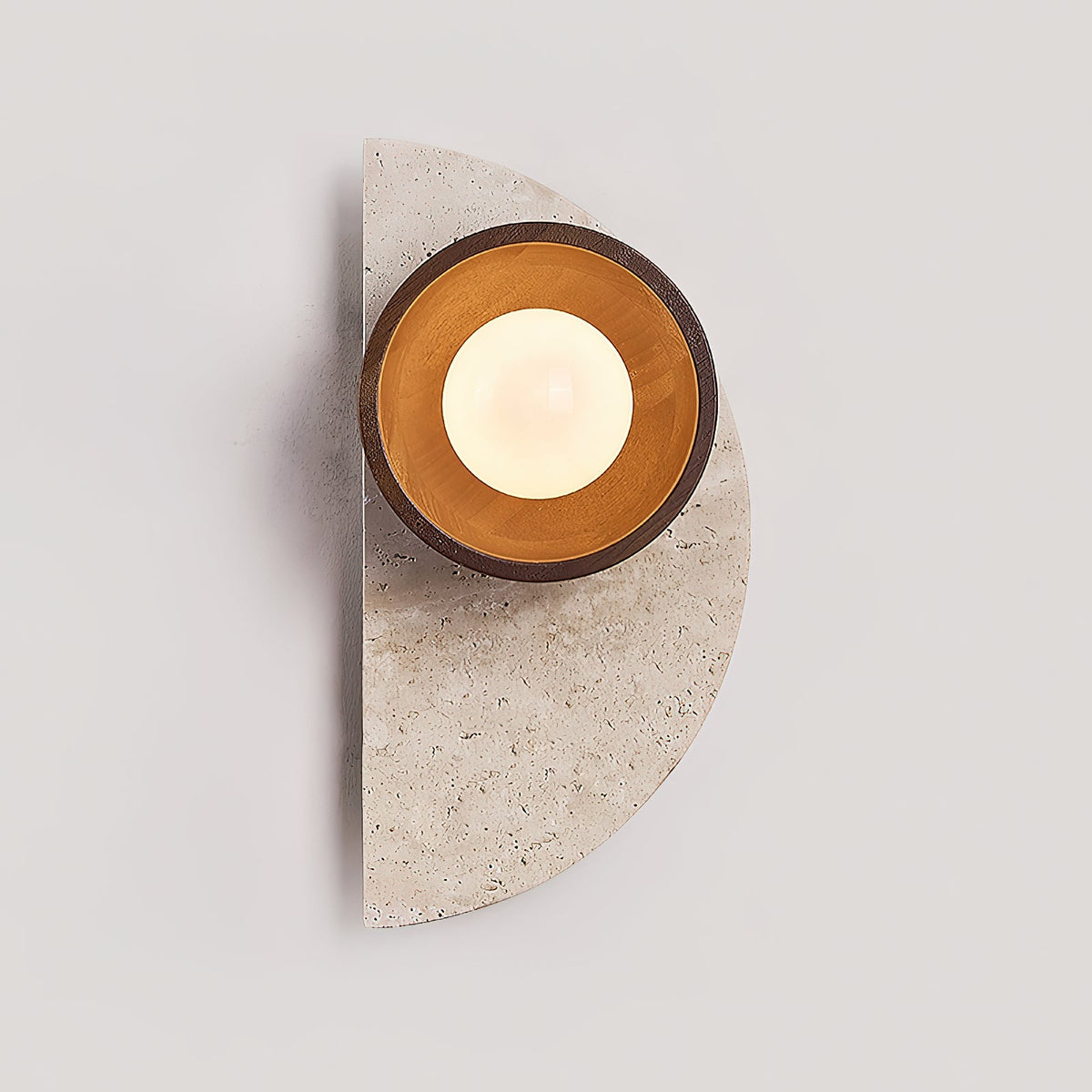 Ambiance Wall Lamp – Travertine Stone, Wood & Glass Nordic Wall Sconce