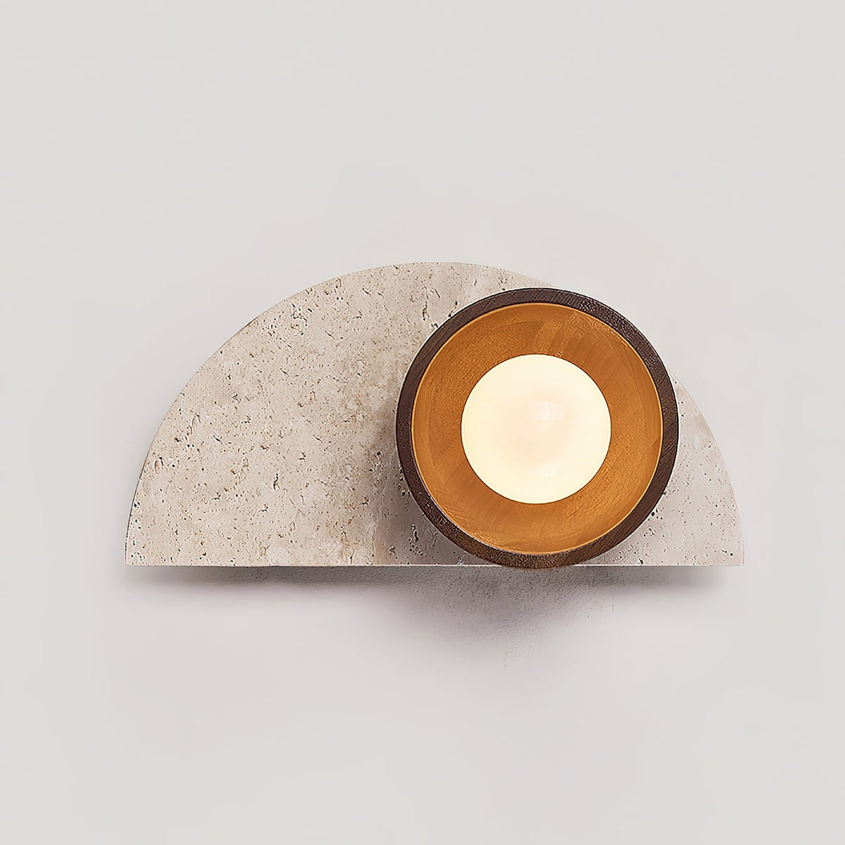 Ambiance Wall Lamp – Travertine Stone, Wood & Glass Nordic Wall Sconce