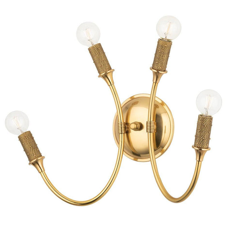 Amboy Wall Lamp – Dazzling Aged Brass Wire-Wrapped Candelabra Wall Sconce