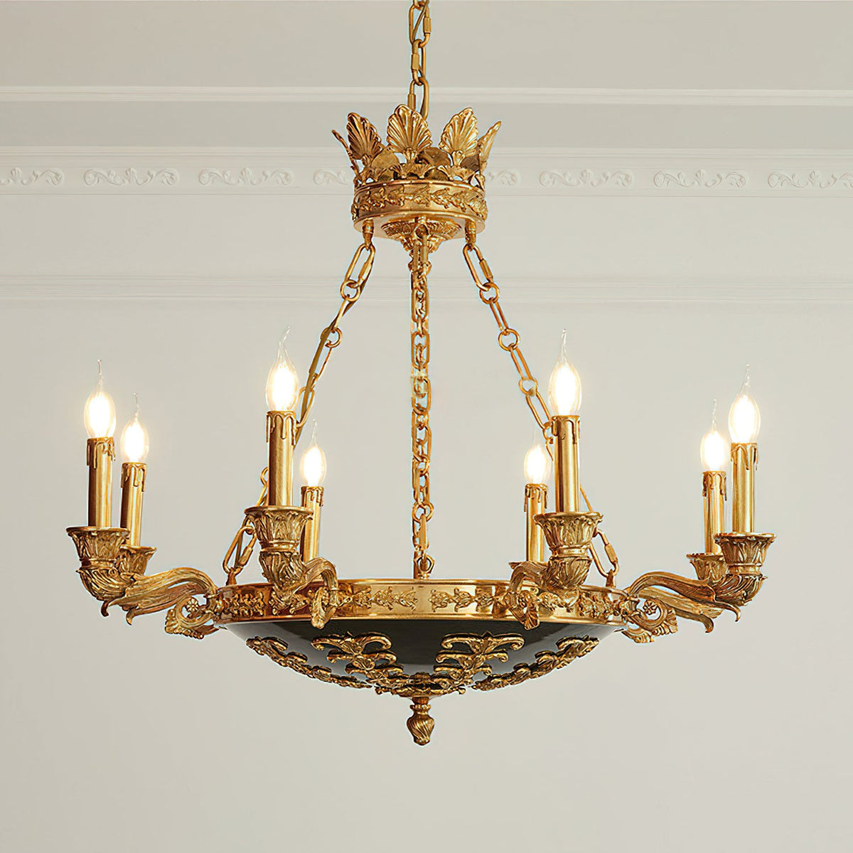 Amelie Grand Chandelier – Opulent Brass & Black Aluminum Multi-Head Chandelier