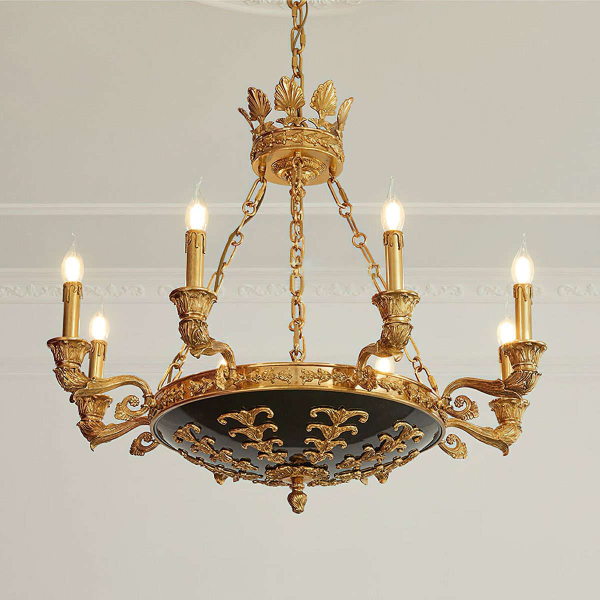 Amelie Grand Chandelier – Opulent Brass & Black Aluminum Multi-Head Chandelier