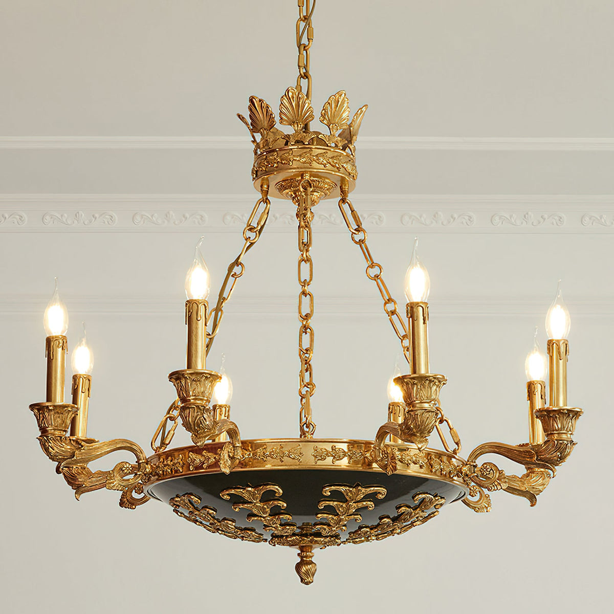 Amelie Grand Chandelier – Opulent Brass & Black Aluminum Multi-Head Chandelier