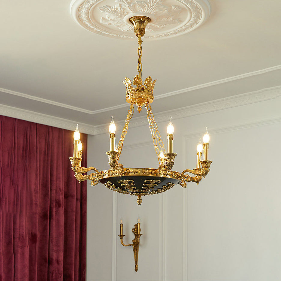 Amelie Grand Chandelier – Opulent Brass & Black Aluminum Multi-Head Chandelier