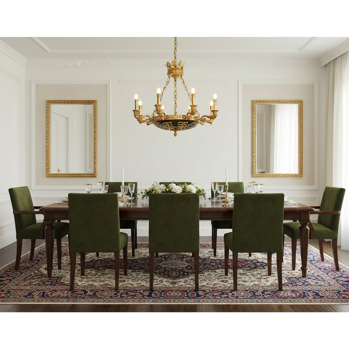 Amelie Grand Chandelier – Opulent Brass & Black Aluminum Multi-Head Chandelier
