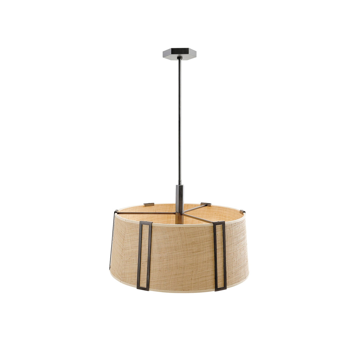 Amida Chandelier – Tailored Grasscloth & Brass Mid-Century Inspired Pendant Light