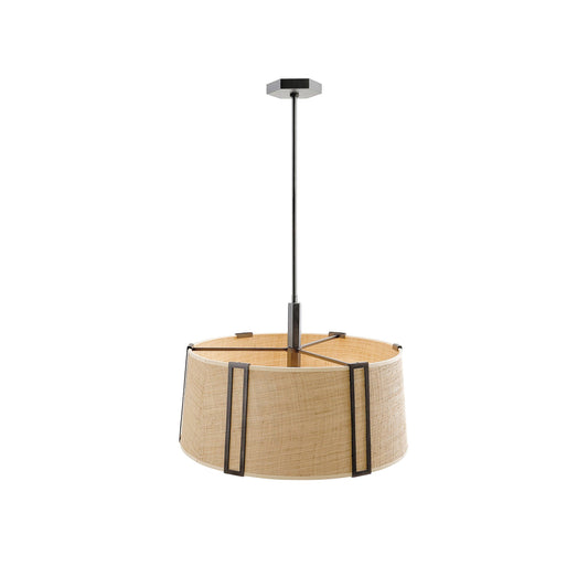 Amida Chandelier – Tailored Grasscloth & Brass Mid-Century Inspired Pendant Light