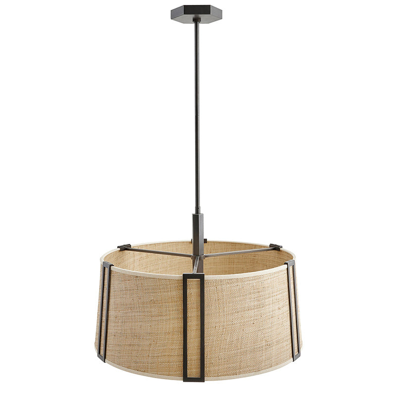 Amida Chandelier – Tailored Grasscloth & Brass Mid-Century Inspired Pendant Light