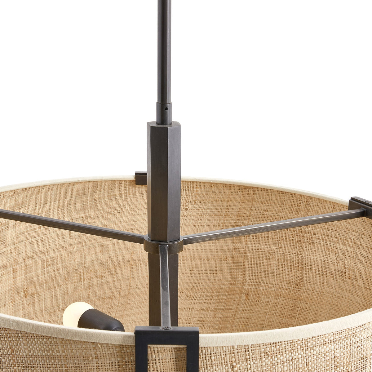 Amida Chandelier – Tailored Grasscloth & Brass Mid-Century Inspired Pendant Light