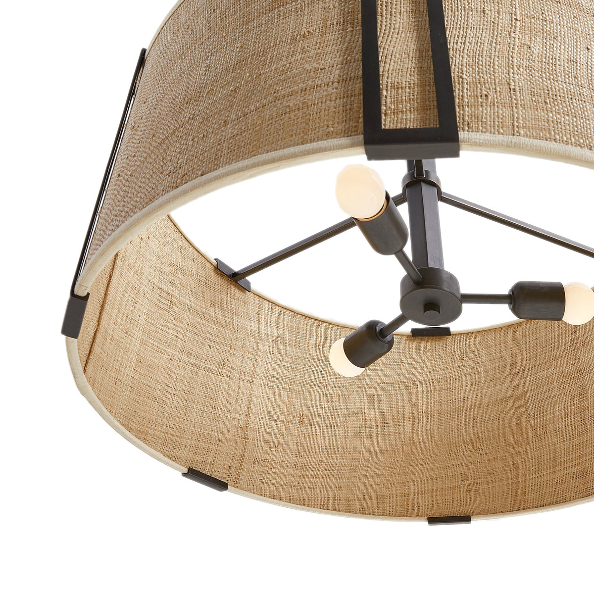 Amida Chandelier – Tailored Grasscloth & Brass Mid-Century Inspired Pendant Light