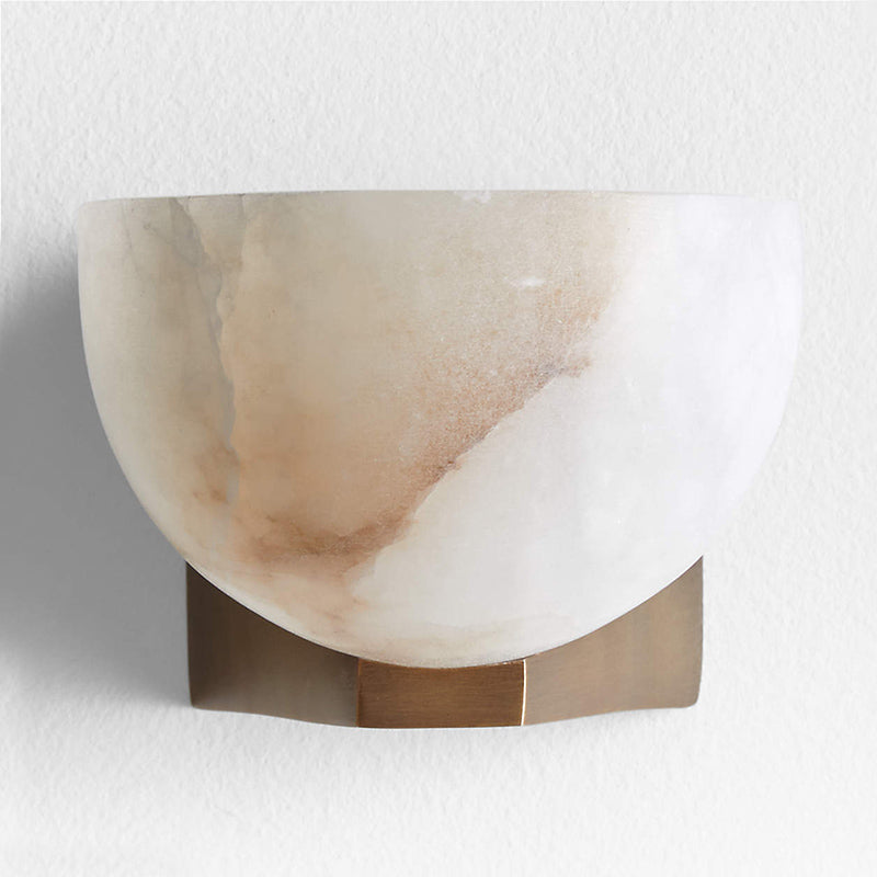 Ando Brass Alabaster Sconce – Hand-Carved Alabaster Globe & Burnished Metal Wall Sconce