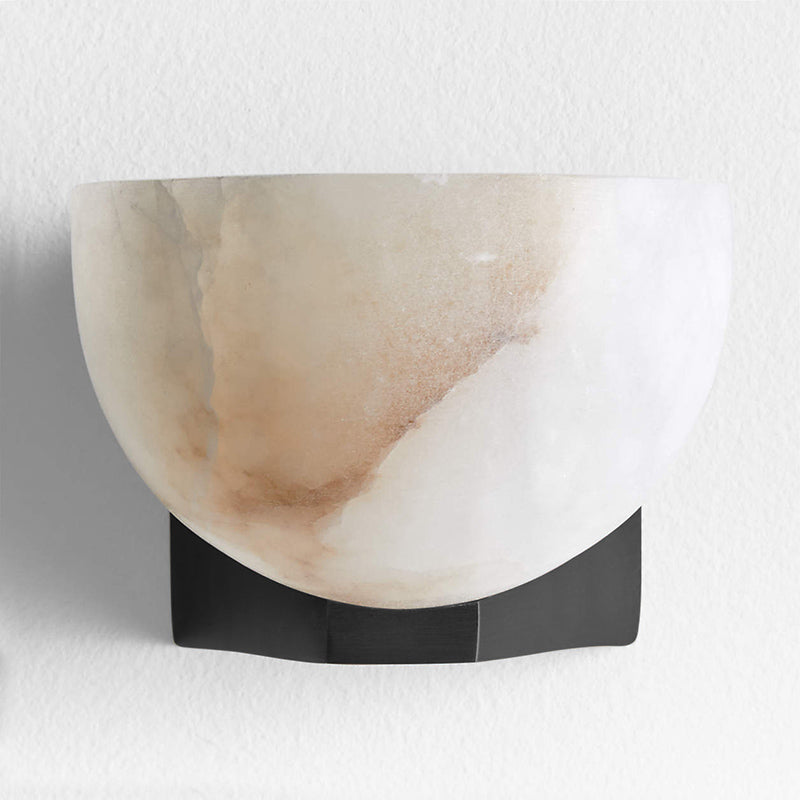 Ando Brass Alabaster Sconce – Hand-Carved Alabaster Globe & Burnished Metal Wall Sconce