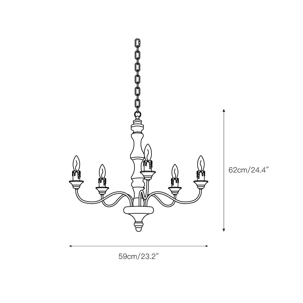 Andromeda 5-Light Chandelier – Handmade Wood & Iron French Country Chandelier