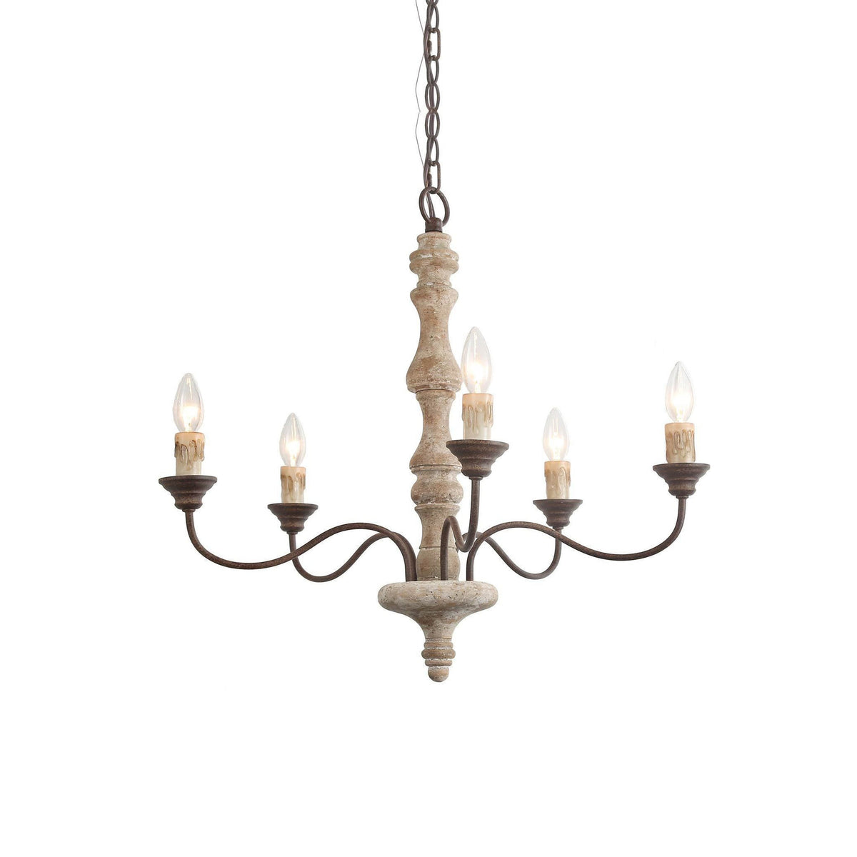 Andromeda 5-Light Chandelier – Handmade Wood & Iron French Country Chandelier