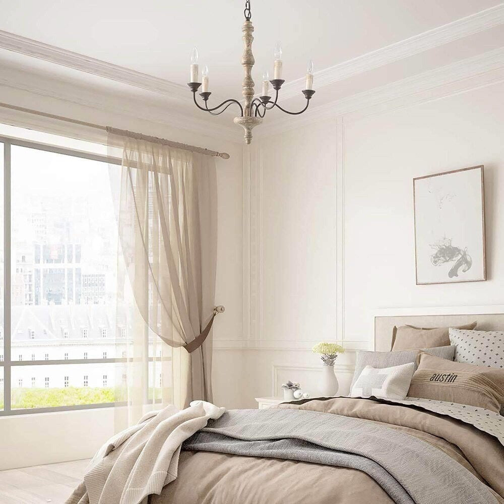 Andromeda 5-Light Chandelier – Handmade Wood & Iron French Country Chandelier
