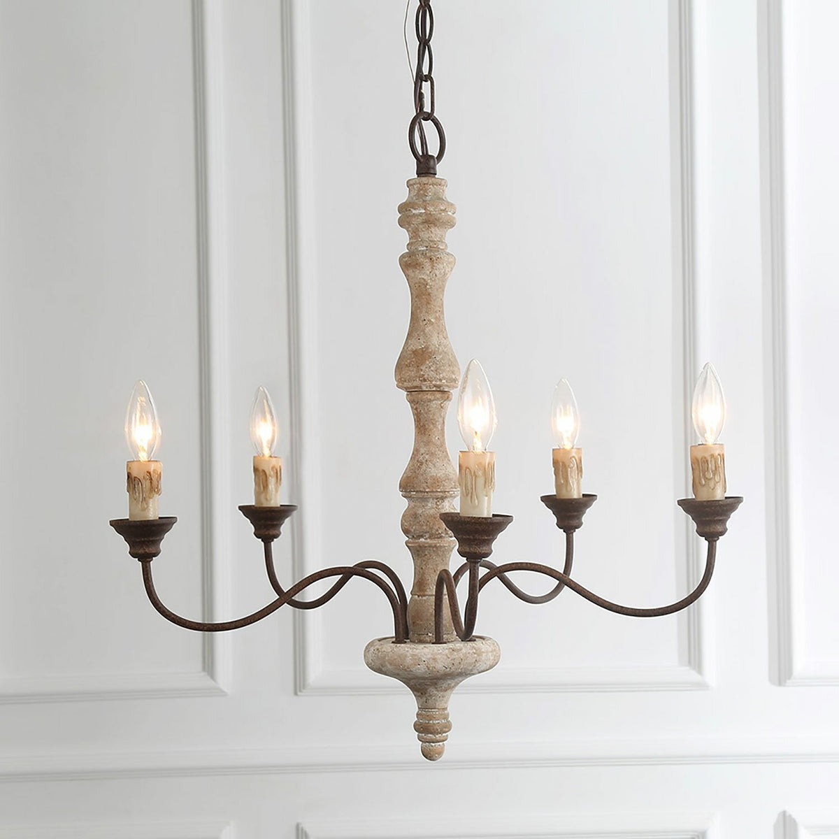 Andromeda 5-Light Chandelier – Handmade Wood & Iron French Country Chandelier