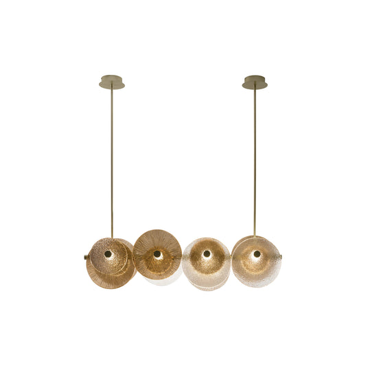 Andromeda Chandelier – Brushed Bronze Iron & Crystal Glass Horizontal Chandelier