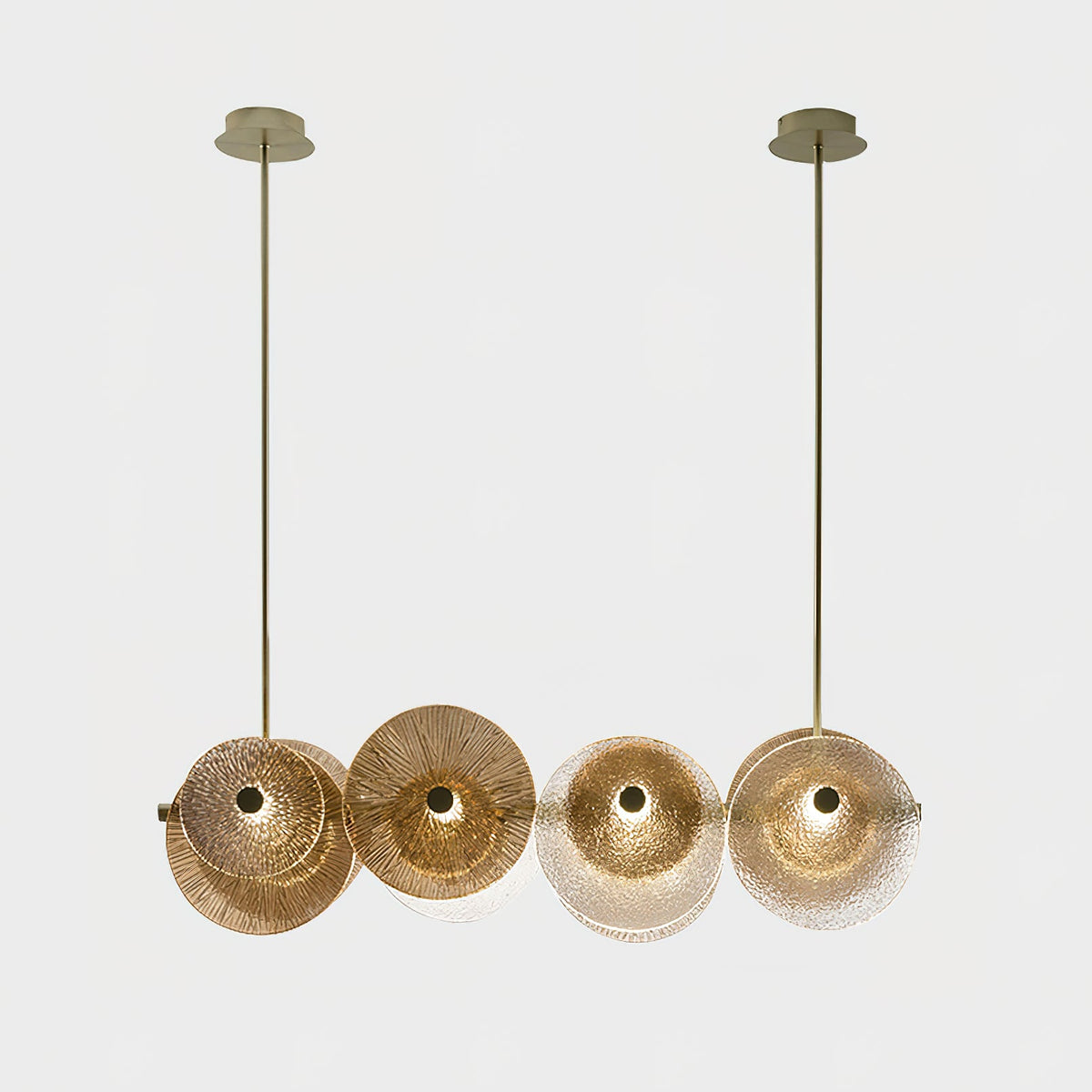 Andromeda Chandelier – Brushed Bronze Iron & Crystal Glass Horizontal Chandelier
