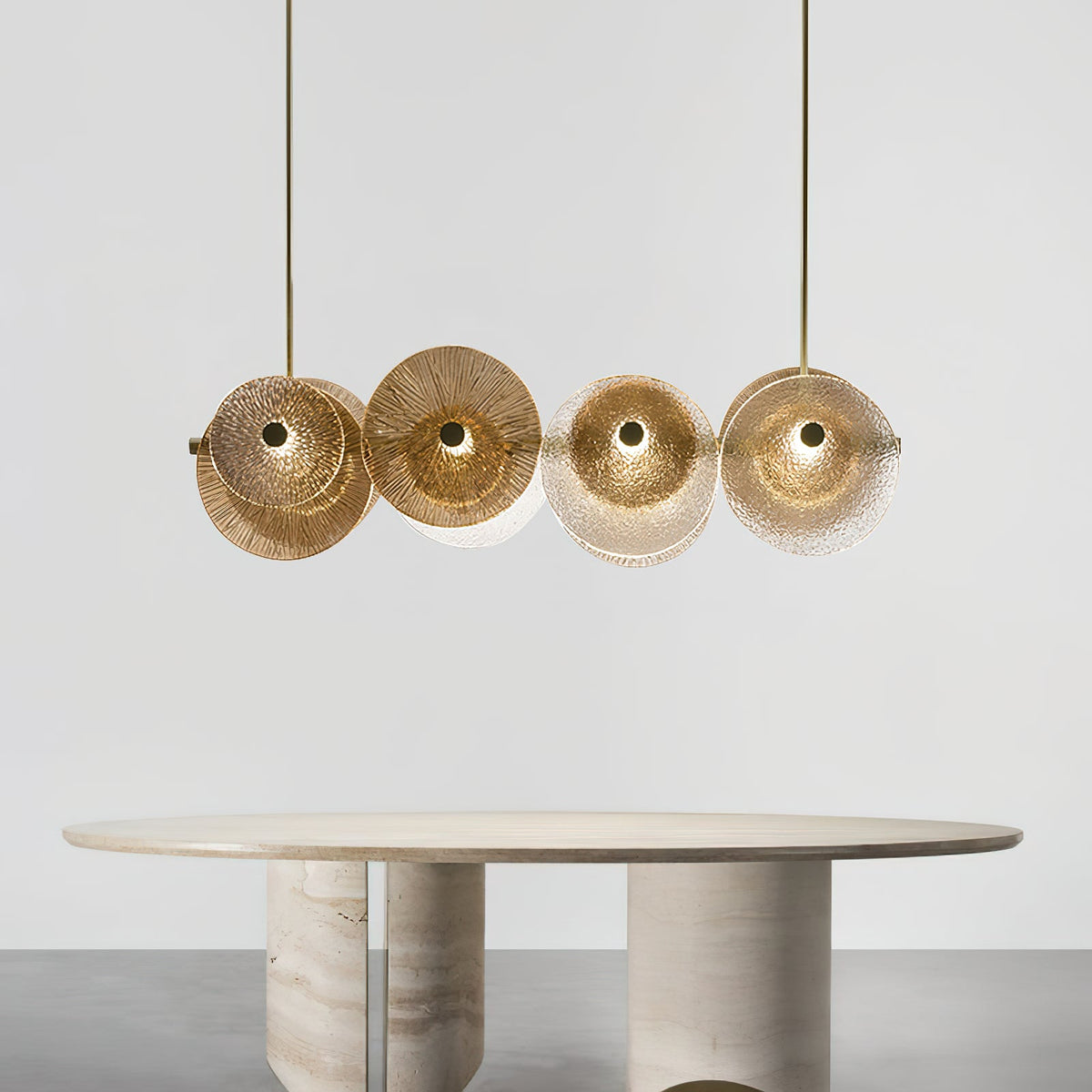 Andromeda Chandelier – Brushed Bronze Iron & Crystal Glass Horizontal Chandelier