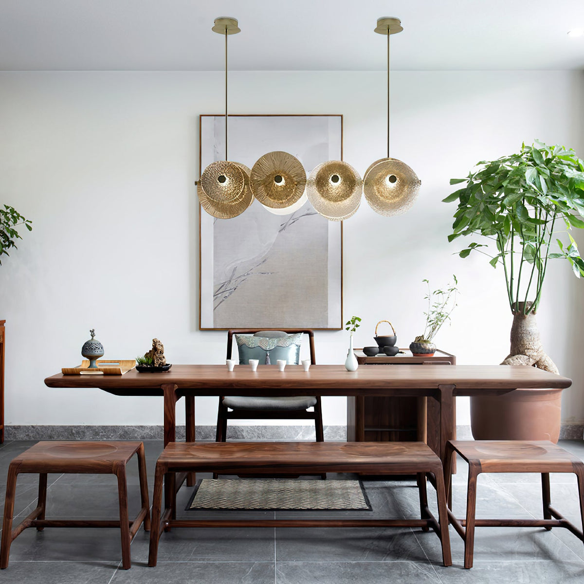 Andromeda Chandelier – Brushed Bronze Iron & Crystal Glass Horizontal Chandelier